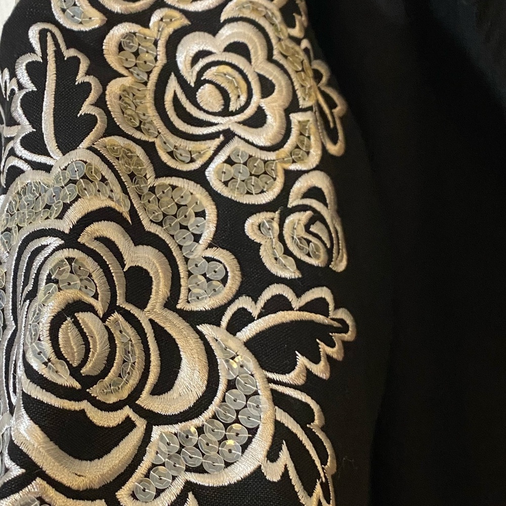 Vintage Bob Mackie Wearable Art Jacket. Embroidered Sleeves. Hook & Eye Closure - Picture 3 of 8